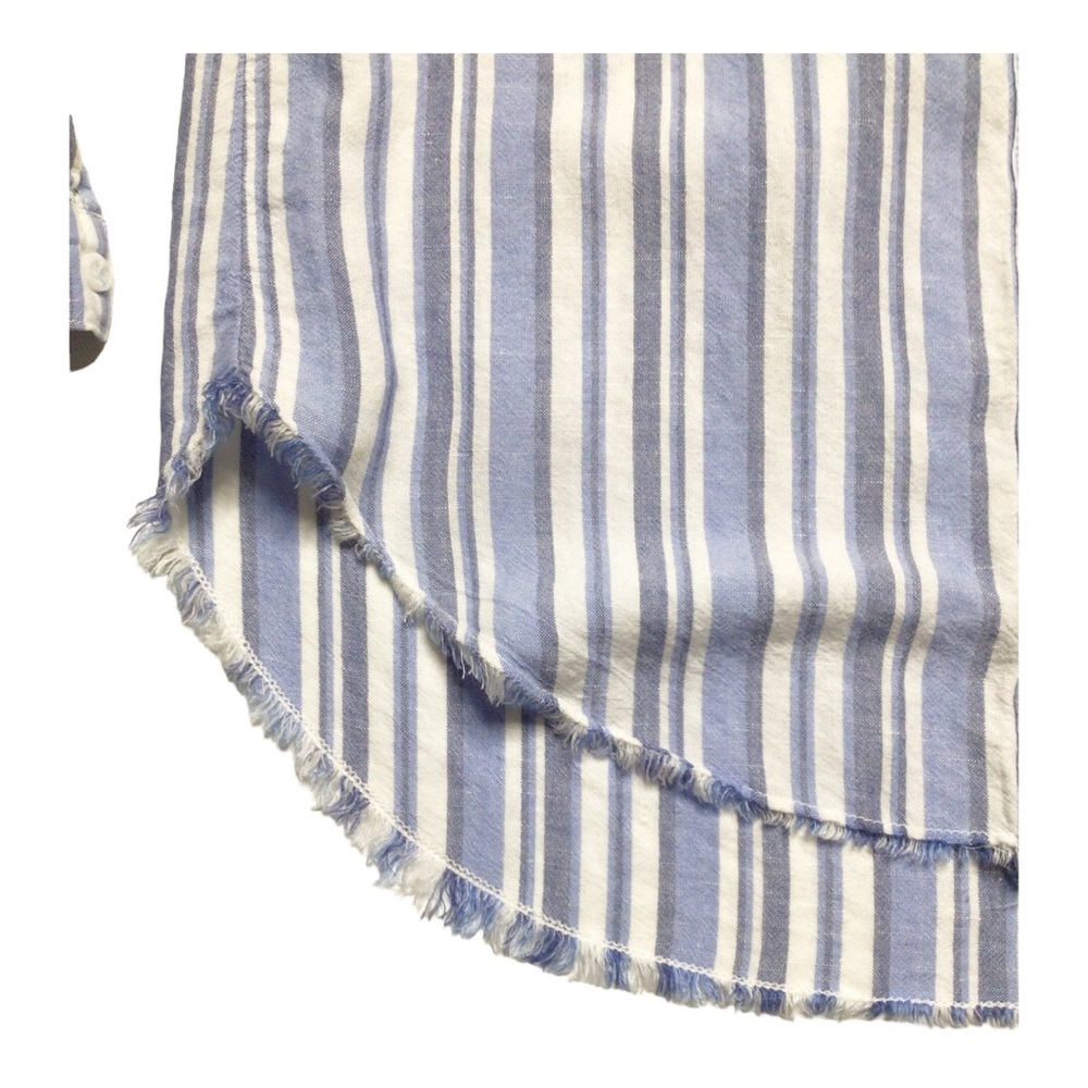 Bella Dahl Linen Blend Striped Long Sleeve Raw Hem Top Size M - Picture 6 of 10
